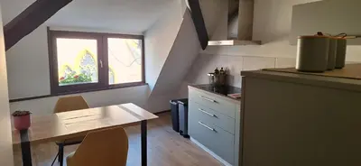 Cuisine ou kitchenette dans l'établissement Gîte ramloc