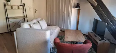 Télévision ou salle de divertissement dans l'établissement Gîte ramloc
