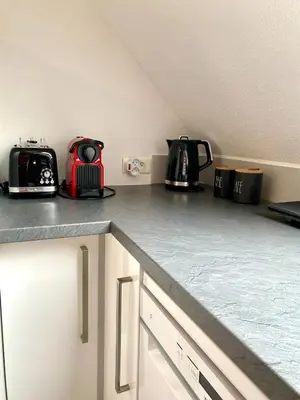 Cuisine ou kitchenette dans l'établissement Grand T3, 2 chambres, jardin au calme - Gîte du Photographe