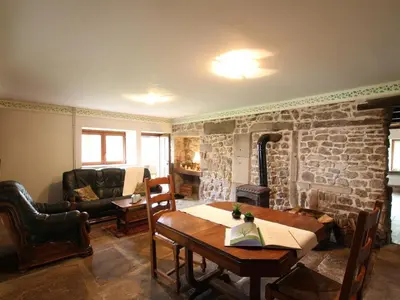Coin salon dans l'établissement Ancienne ferme rénovée dans les Vosges - FR-1-583-487