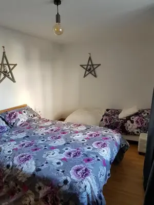 Un ou plusieurs lits dans un hébergement de l'établissement Appartement Melou rez de chaussée