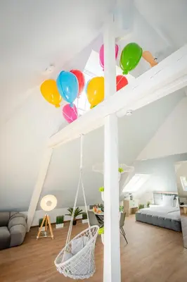 Un ou plusieurs lits dans un hébergement de l'établissement Up, Proche Basel, Loft Sous Combles & Vue