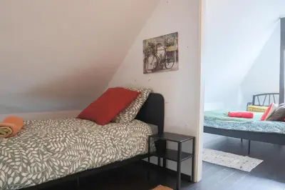 Un ou plusieurs lits dans un hébergement de l'établissement LE DUPLEX BORDERLINE , balade au bord du Rhin