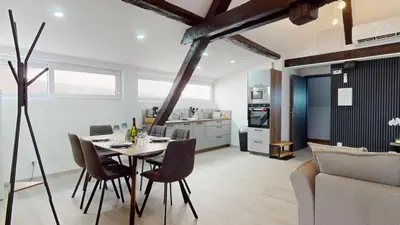 Cuisine ou kitchenette dans l'établissement Le Big Bag 5 chambres appartement familial
