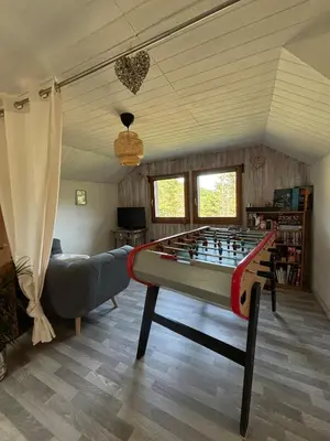 Télévision ou salle de divertissement dans l'établissement Les Brimbelles