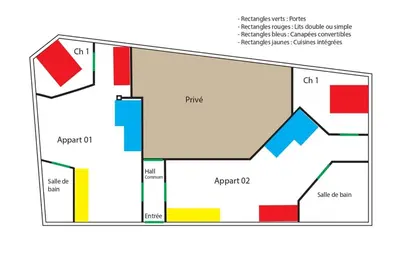 Plan de l'établissement Cramiland - Apparts juxtaposés 01 & 02 - Ohnenheim