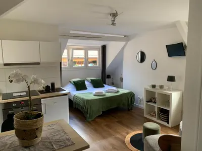 Un ou plusieurs lits dans un hébergement de l'établissement Coquet Studio Colmar Centre