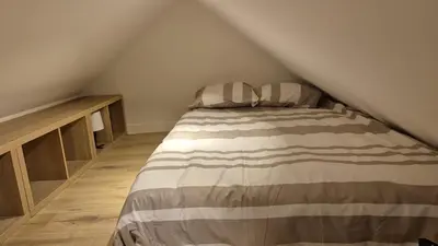 Un ou plusieurs lits dans un hébergement de l'établissement 4 logements Neuf Cosy avec Espaces Communs Premium