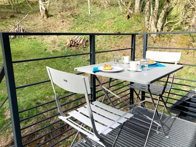 Balcon ou terrasse dans l'établissement Gîte nature & bien-être - Grand ballon - vue forêt