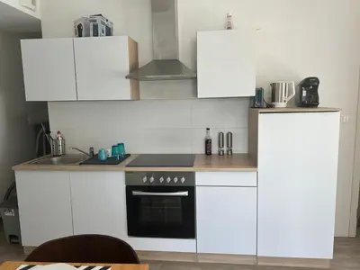 Cuisine ou kitchenette dans l'établissement Ganzes Haus in Basel Leymen Tiere willkommen