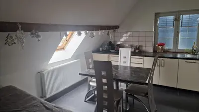 Cuisine ou kitchenette dans l'établissement Gîte les Dahlias
