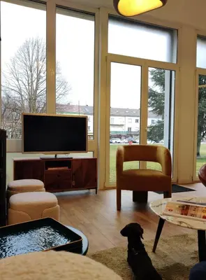 Coin salon dans l'établissement La perle de Gérardmer - Appartement standing 100 m2 au bord du lac
