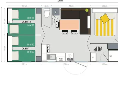 Plan de l'établissement Mobil Home 6 Pers - Terrasse - Granges-Aumontzey - API-1-52-570