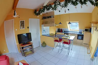Cuisine ou kitchenette dans l'établissement Gite du Vignoble
