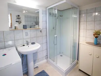 Salle de bains dans l'établissement L'authentique bleuet d'Alsace