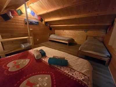 Un ou plusieurs lits dans un hébergement de l'établissement Gîte Haut Les Cœurs - Chalet dans les Hautes-Vosges