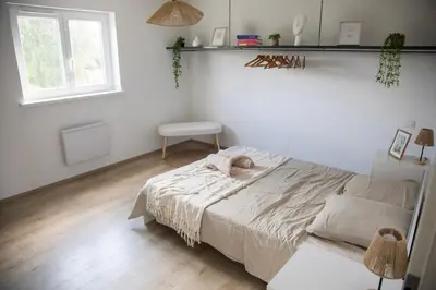 Un ou plusieurs lits dans un hébergement de l'établissement Maison cosy 6p - Europa-Park & Colmar - Home cinéma