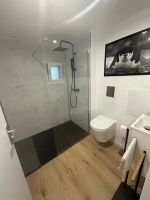 Salle de bains dans l'établissement Au cœur de l Alsace - studio