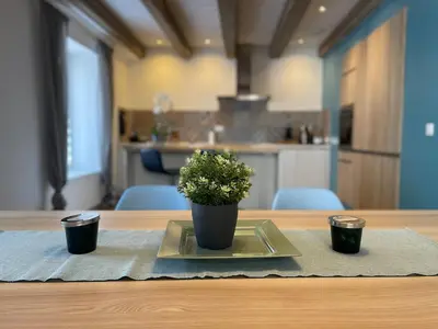 Cuisine ou kitchenette dans l'établissement Les Myrtilles