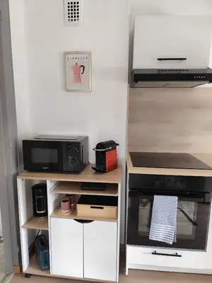 Cuisine ou kitchenette dans l'établissement Chaleureux T2 Centre Ville