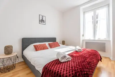 Un ou plusieurs lits dans un hébergement de l'établissement Le Bantz 3 Appartement Mulhouse Wi-Fi