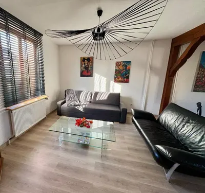 Coin salon dans l'établissement Just In Colmar, maison complète avec parking privé