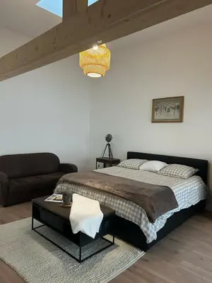 Un ou plusieurs lits dans un hébergement de l'établissement Maison Colmar, spacieuse, accueillante , confortable au calme