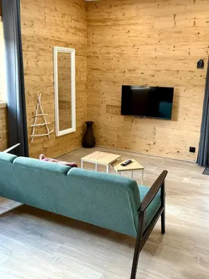 Télévision ou salle de divertissement dans l'établissement Chalet Lilas, spa privatif, 2p