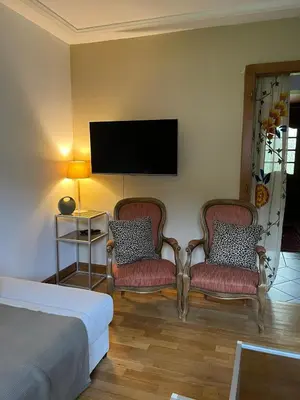 Télévision ou salle de divertissement dans l'établissement Nouveau, gîte RDVosges 5 chambres, jardin, calme, proche GERARDMER