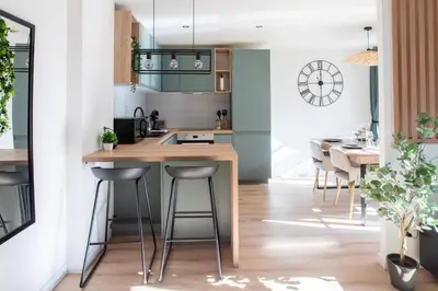 Cuisine ou kitchenette dans l'établissement Le Green Escape