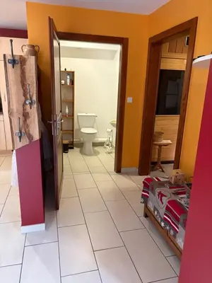 Salle de bains dans l'établissement Chalet au bord du lac de Longemer