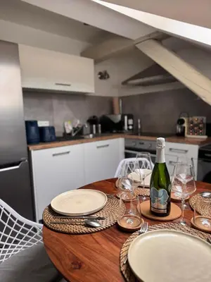 Cuisine ou kitchenette dans l'établissement Appartement cosy au centre ville de Colmar