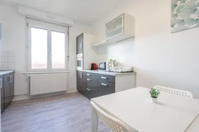 Cuisine ou kitchenette dans l'établissement Magnifique Appartement Mulhouse Stationnement Gratuit