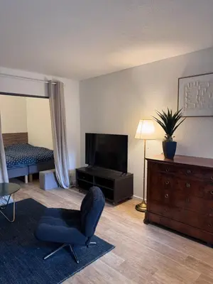 Télévision ou salle de divertissement dans l'établissement Appartement cosy rez de jardin Kaligone
