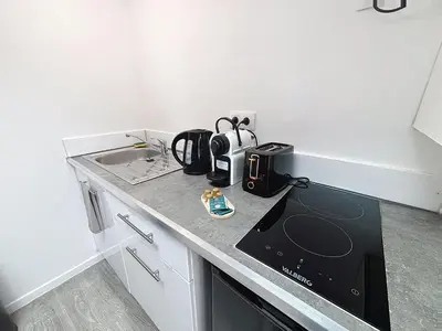 Cuisine ou kitchenette dans l'établissement Le Jardin Secret Apartment