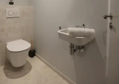 Salle de bains dans l'établissement Outremer - Douceur bleue au centre de Colmar