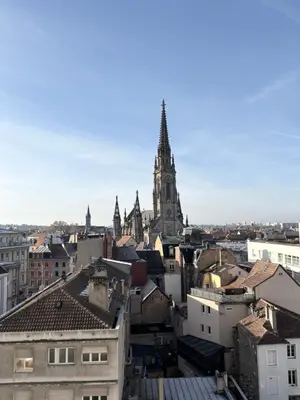 Vue générale sur Mulhouse ou vue de la ville depuis l'appartement