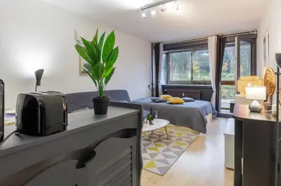 Coin salon dans l'établissement Le Cocoon de Belle Hutte sous les sapins