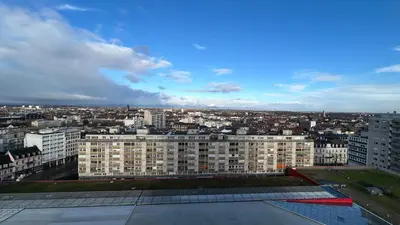 Vue générale sur Mulhouse ou vue de la ville depuis l'appartement
