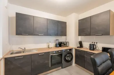 Cuisine ou kitchenette dans l'établissement Alcazar Bel Appartement Saint-Louis Parking Prive
