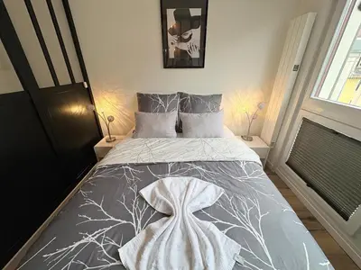 Un ou plusieurs lits dans un hébergement de l'établissement Magnifique logement hyper centre Mulhouse Lambert