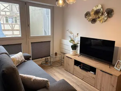 Télévision ou salle de divertissement dans l'établissement Magnifique logement hyper centre Mulhouse Lambert