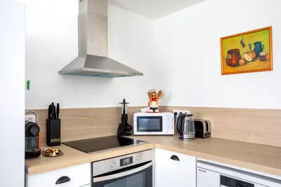 Cuisine ou kitchenette dans l'établissement Gîte chez Suzannala