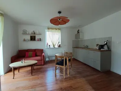 Cuisine ou kitchenette dans l'établissement Chez Marguerite & Alphonse 2 pièces proche Colmar