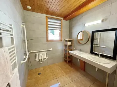 Salle de bains dans l'établissement Chalet au bord du lac Longemer