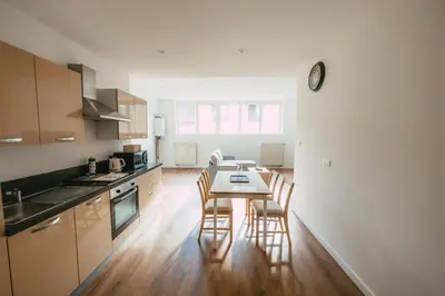 Cuisine ou kitchenette dans l'établissement Appartement lumineux et calme sur la Route des vins