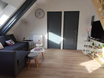 Coin salon dans l'établissement Au pied du Château d'Isenbourg, très beau F4 neuf avec jardin privé!