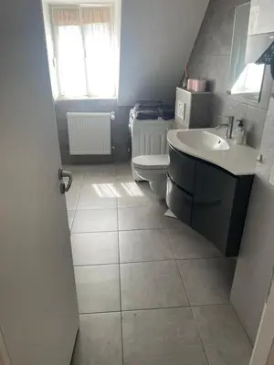 Salle de bains dans l'établissement Appartement spacieux, proche centre ville