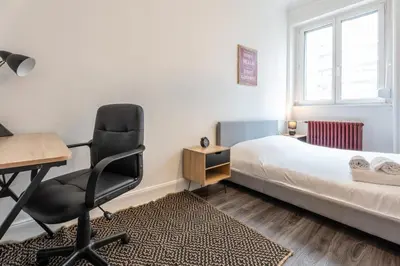Un ou plusieurs lits dans un hébergement de l'établissement Very nice apartment Mulhouse Centre near Tram
