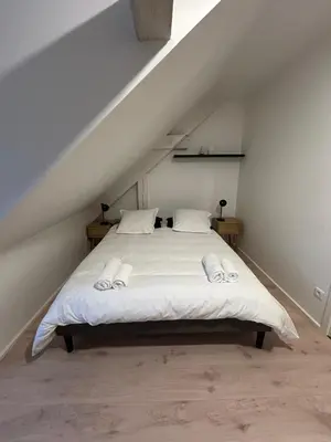 Un ou plusieurs lits dans un hébergement de l'établissement Chez Cécile, appartement 6 personnes Alsace Vignoble